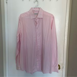 🇸🇪 Eton Dress Shirt - Contemporary Fit - Size 17 - White with Pink Stripes